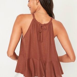 Terracotta Sleeveless Flowy Women's Tank with Tie - Large